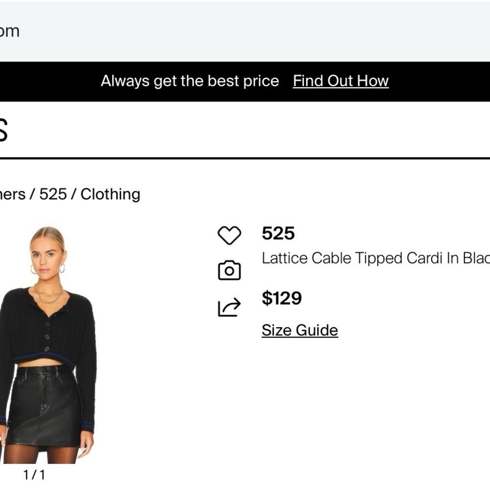 525 America Black Cropped Lattice Cable Tipped Cardi In Black Multi - Picture 2 of 8